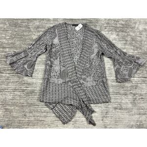 Casual Express Kimono Top Womens XL Gray Semi Sheer Open Front NWT‎